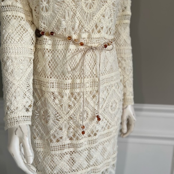 ZIMMERMANN Cira Ivory Ribbon Lace Tassel Midi Belted Dress sz 1 NWT 950$ - Picture 7 of 15